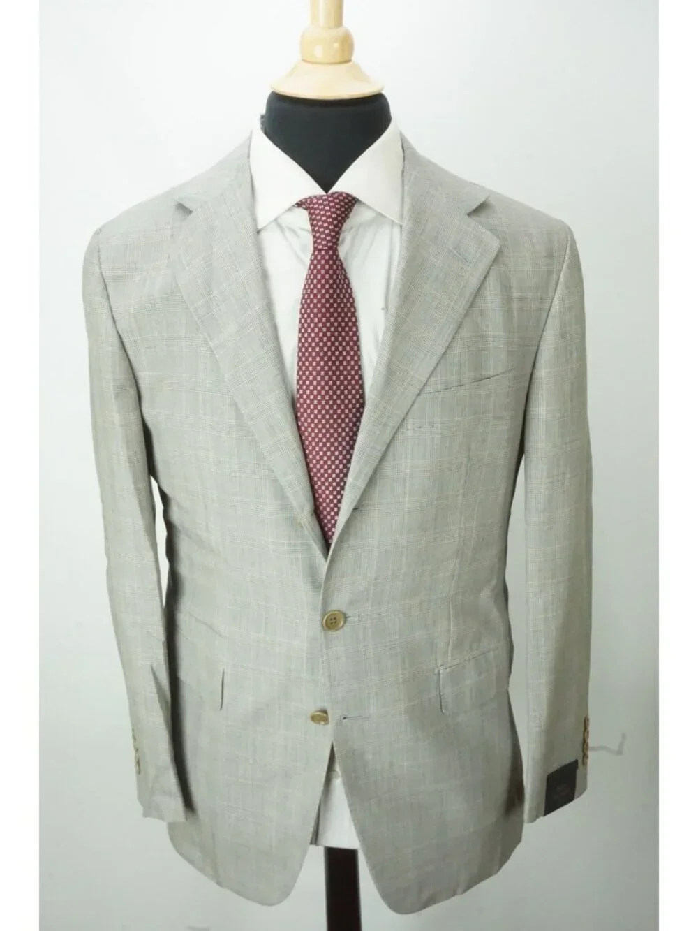 Sartoria Partenopea Gray Plaid Wool 2 Pc Suit Jacket Pants Sz 50 EU BRAND NEW